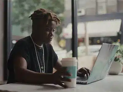 Woman working on computer