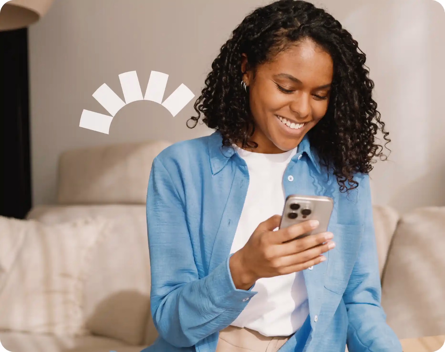 A woman on her Community Choice Credit Union app
